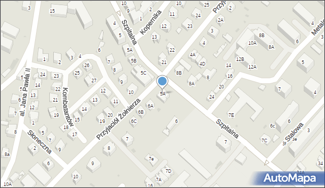 Jawor, Przyjaciół Żołnierza, 5A, mapa Jawor