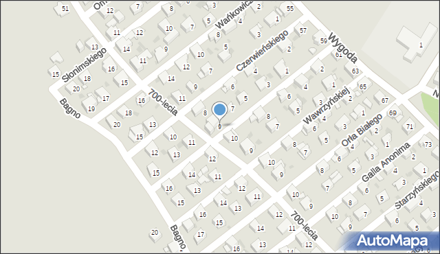 Jaworzno, Prądzyńskiego Ignacego, gen., 9, mapa Jaworzno