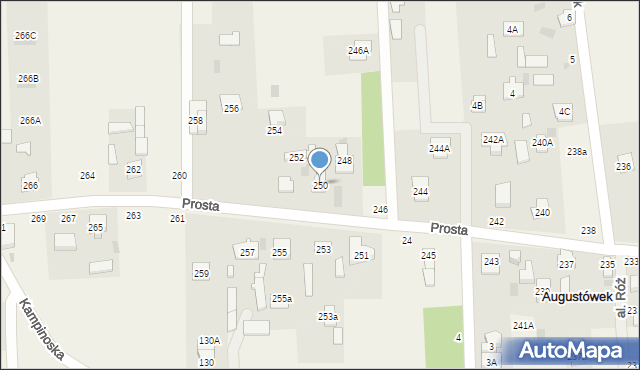 Jesionka, Prosta, 250, mapa Jesionka