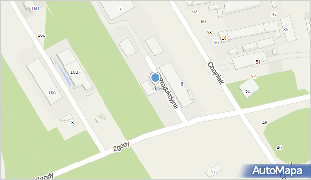 Józefin, Produkcyjna, 3, mapa Józefin