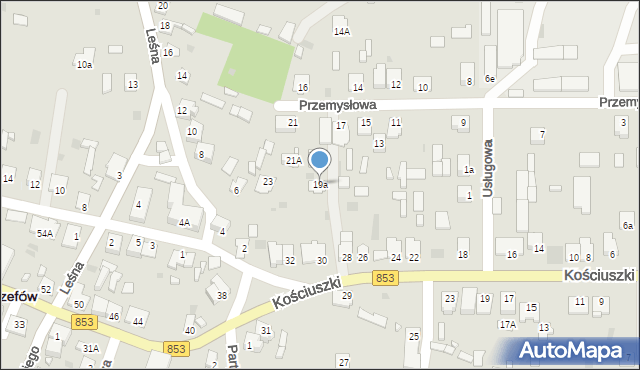 Józefów, Przemysłowa, 19a, mapa Józefów