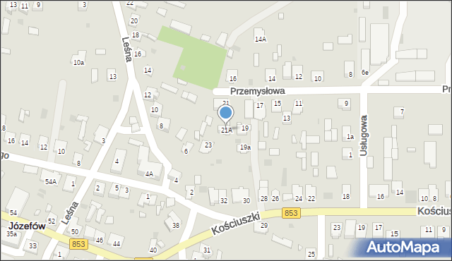 Józefów, Przemysłowa, 21A, mapa Józefów