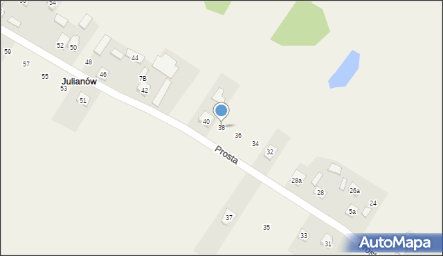 Julianów, Prosta, 38, mapa Julianów