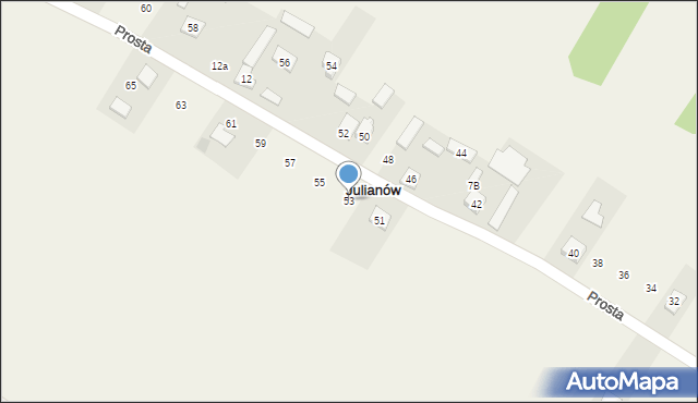 Julianów, Prosta, 53, mapa Julianów