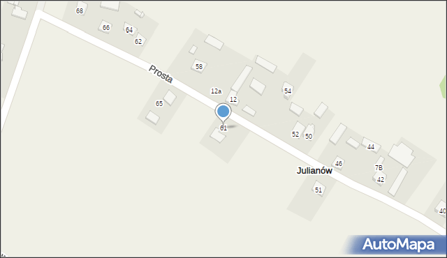 Julianów, Prosta, 61, mapa Julianów