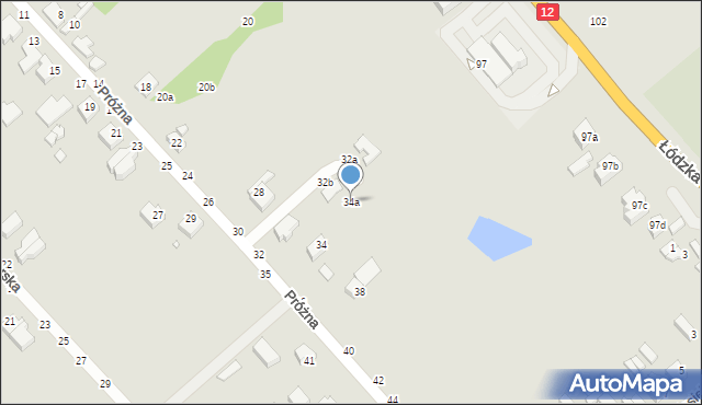 Kalisz, Próżna, 34a, mapa Kalisza