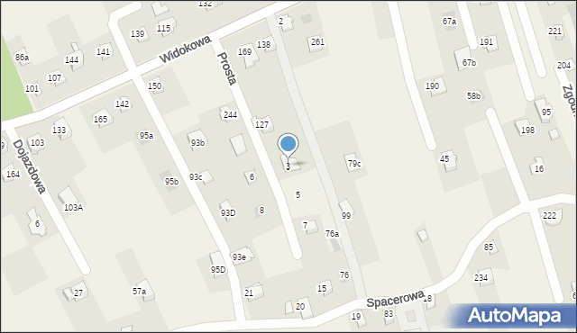 Kalna, Prosta, 3, mapa Kalna