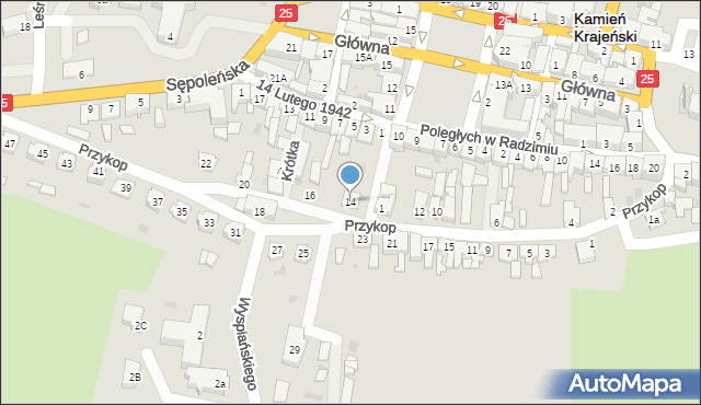 Kamień Krajeński, Przykop, 14, mapa Kamień Krajeński