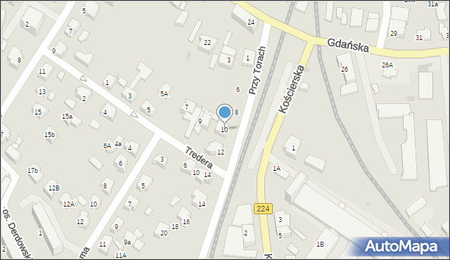 Kartuzy, Przy Torach, 10, mapa Kartuzy