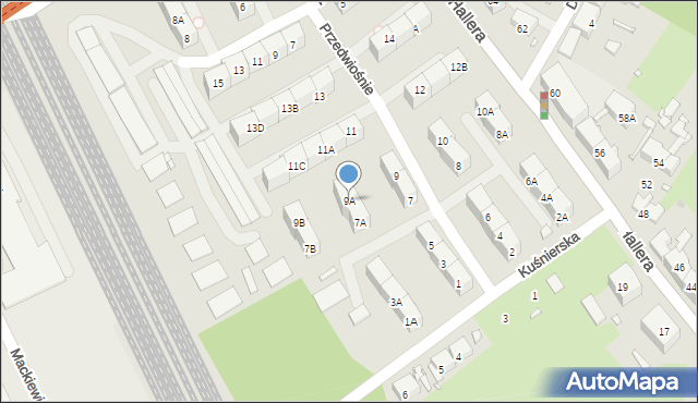 Katowice, Przedwiośnie, 9A, mapa Katowic