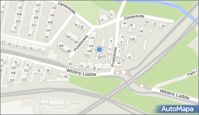 Katowice, Przelotowa, 3A, mapa Katowic