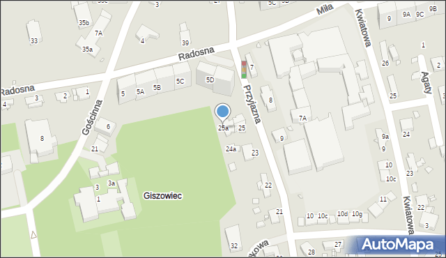 Katowice, Przyjazna, 25a, mapa Katowic