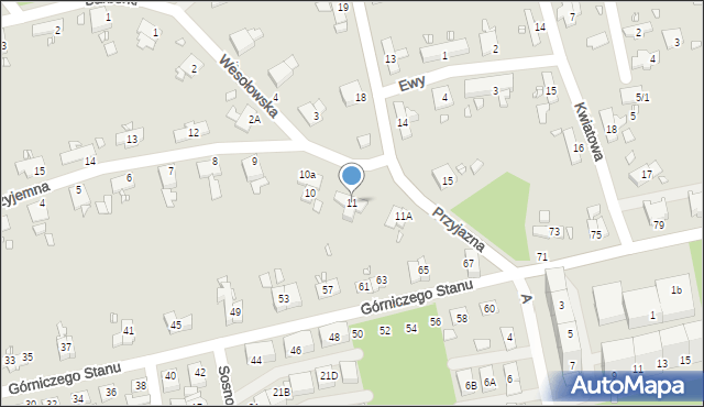 Katowice, Przyjemna, 11, mapa Katowic