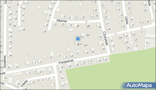 Katowice, Przepiórek, 19, mapa Katowic