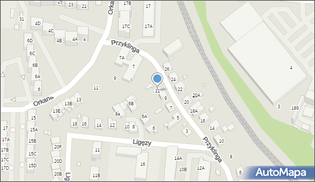 Katowice, Przyklinga Jana, 11, mapa Katowic