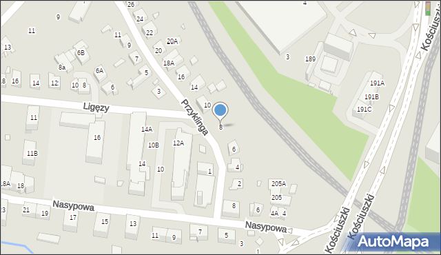 Katowice, Przyklinga Jana, 8, mapa Katowic