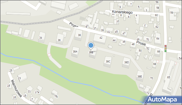 Katowice, Prusa Bolesława, 38B, mapa Katowic