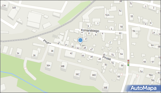 Katowice, Prusa Bolesława, 41a, mapa Katowic