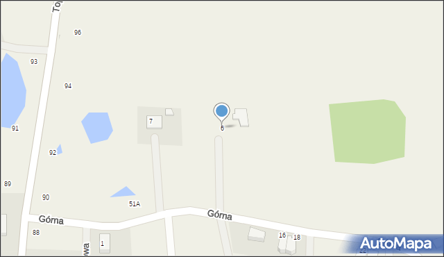 Kawle Górne, Przyjazna, 6, mapa Kawle Górne