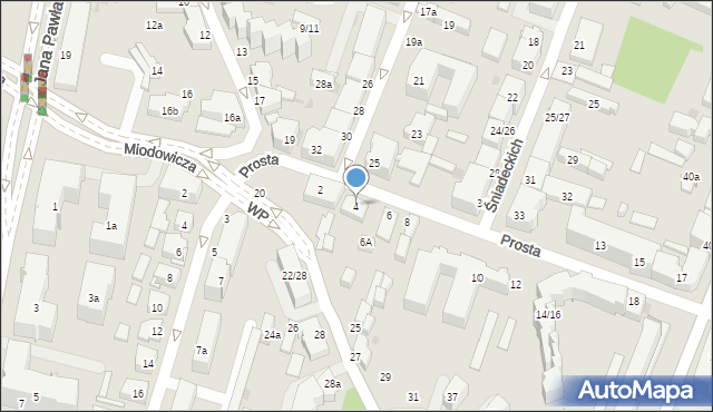 Kielce, Prosta, 4, mapa Kielc