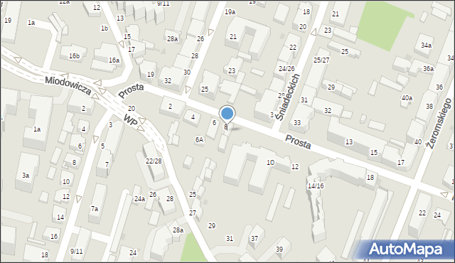 Kielce, Prosta, 8a, mapa Kielc