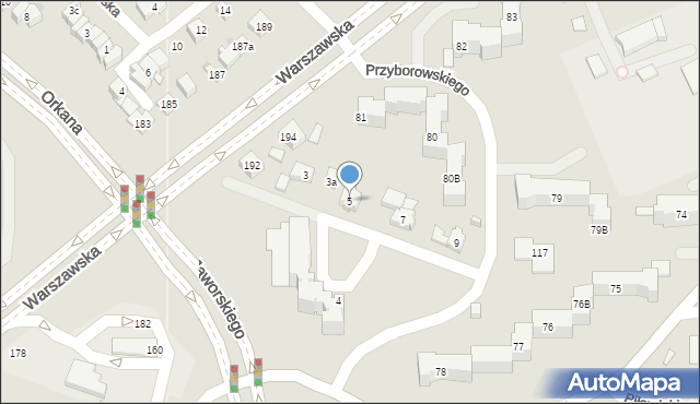 Kielce, Przyborowskiego Walerego, 5, mapa Kielc