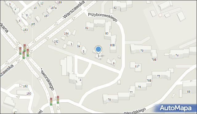 Kielce, Przyborowskiego Walerego, 7, mapa Kielc
