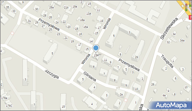 Kielce, Przemysłowa, 13A, mapa Kielc