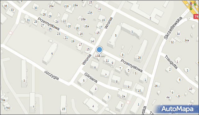 Kielce, Przemysłowa, 13B, mapa Kielc