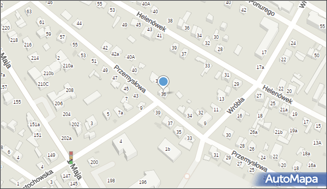 Kielce, Przemysłowa, 36, mapa Kielc