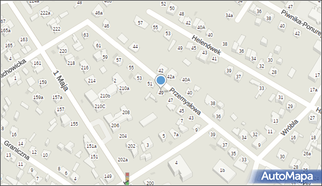 Kielce, Przemysłowa, 49, mapa Kielc