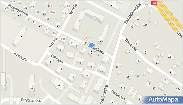 Kielce, Przemysłowa, 5, mapa Kielc