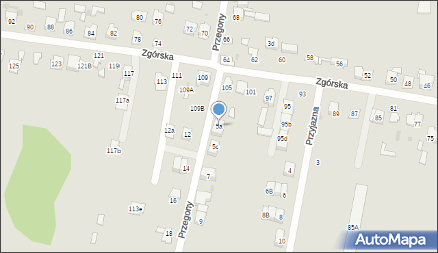 Kielce, Przegony, 5a, mapa Kielc