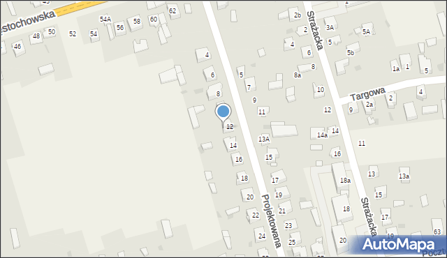 Kłomnice, Projektowana, 12a, mapa Kłomnice