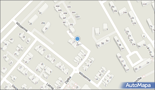 Knurów, Przedwiośnia, 13, mapa Knurów