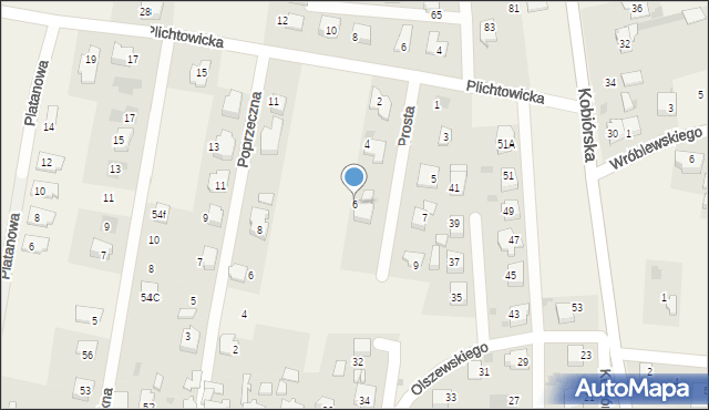 Kobiór, Prosta, 6, mapa Kobiór