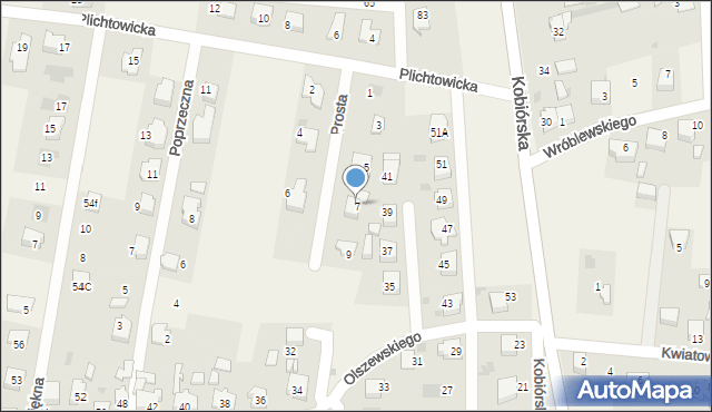 Kobiór, Prosta, 7, mapa Kobiór