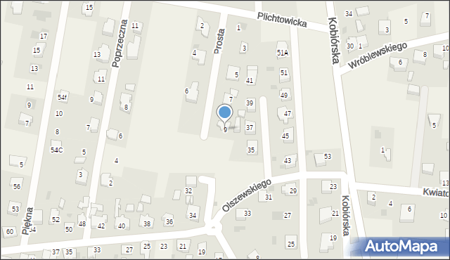 Kobiór, Prosta, 9, mapa Kobiór