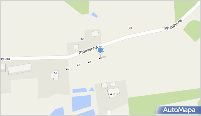 Kolbudy, Promienna, 43, mapa Kolbudy