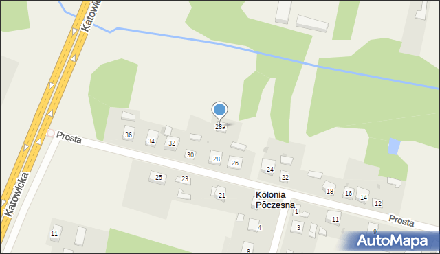 Kolonia Poczesna, Prosta, 28a, mapa Kolonia Poczesna