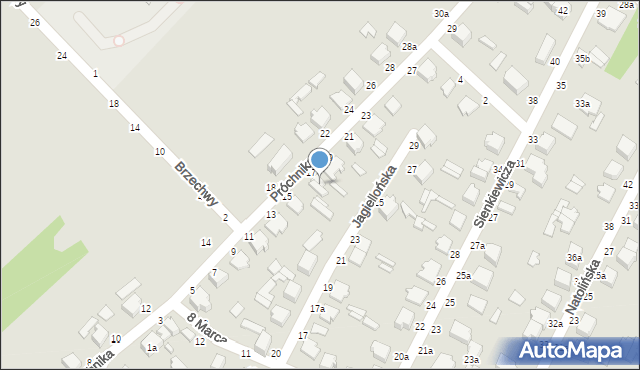 Koluszki, Próchnika Adama, 17a, mapa Koluszki