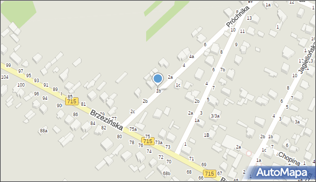 Koluszki, Próchnika Adama, 1b, mapa Koluszki