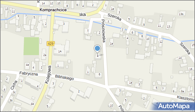 Komprachcice, Prószkowska, 4, mapa Komprachcice