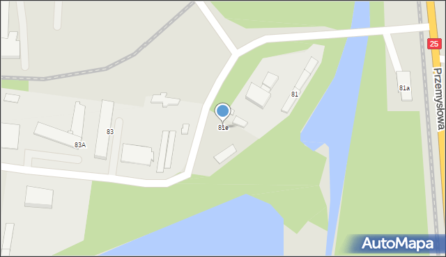 Konin, Przemysłowa, 81e, mapa Konina