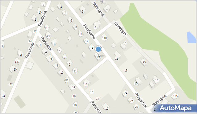 Korne, Przyjazna, 16, mapa Korne