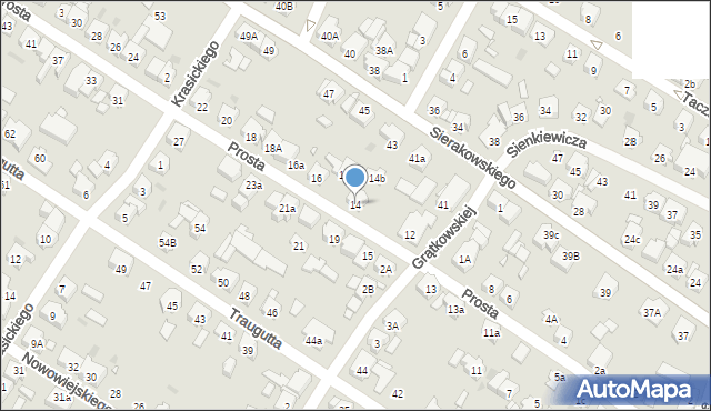 Kościan, Prosta, 14, mapa Kościan