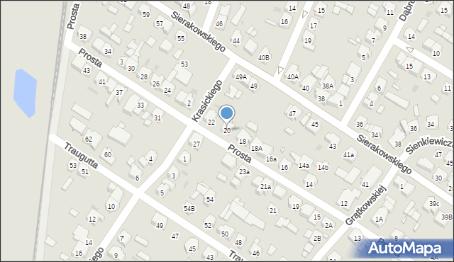 Kościan, Prosta, 20, mapa Kościan