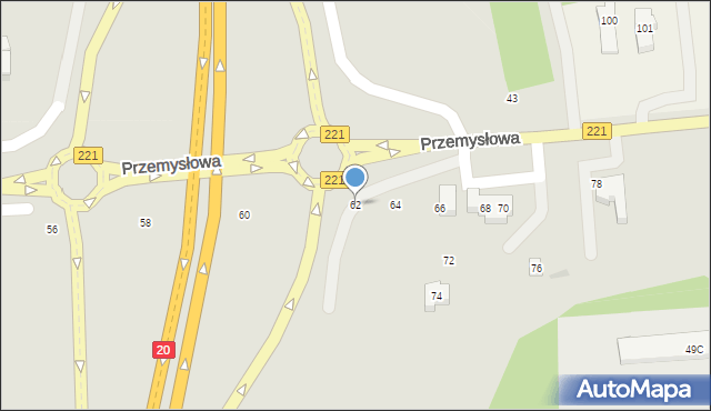 Kościerzyna, Przemysłowa, 62, mapa Kościerzyna