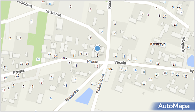 Kostrzyn, Prosta, 2, mapa Kostrzyn