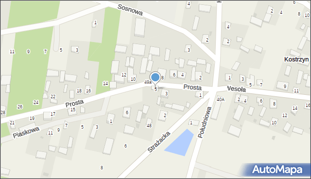 Kostrzyn, Prosta, 5, mapa Kostrzyn